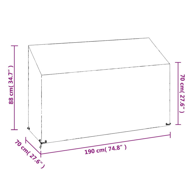 overtræk til havebænk 2 stk. 190x70x70/88 cm 8 øjer polyethylen