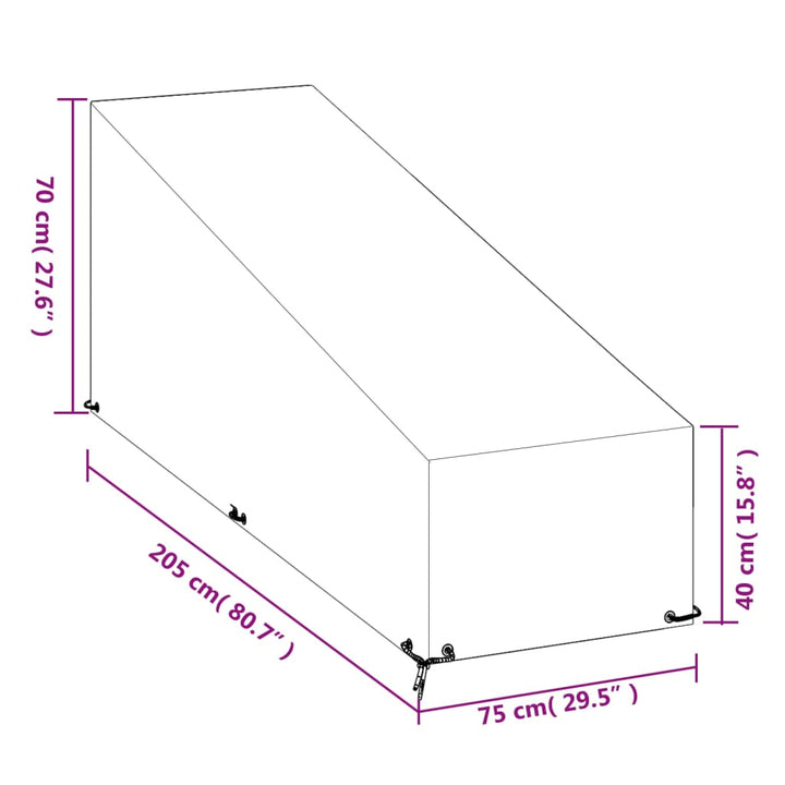 overtræk til liggestole 2 stk. 205x75x40/70 cm polyethylen