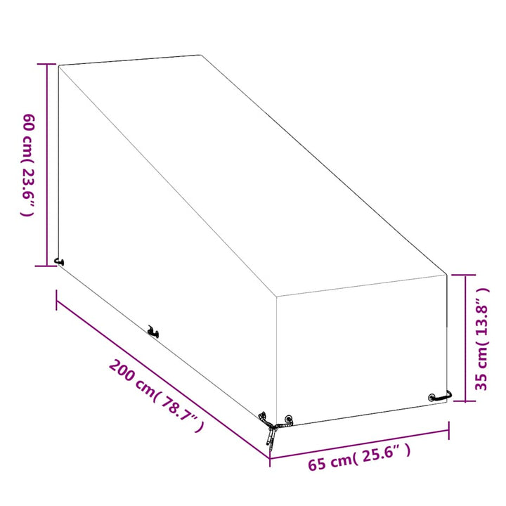 overtræk til liggestole 2 stk. 200x65x35/60 cm polyethylen