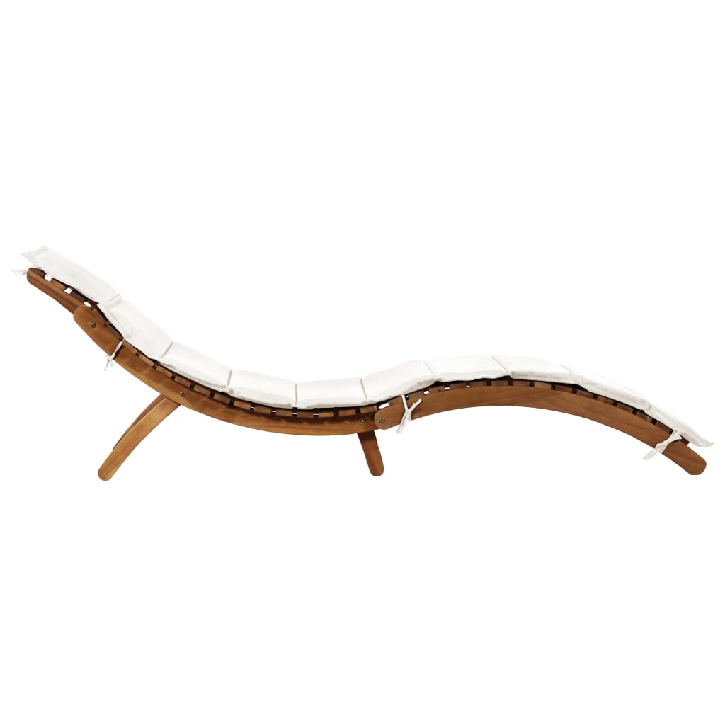 liggestole med hynder 2 stk. massivt akacietræ cremehvid
