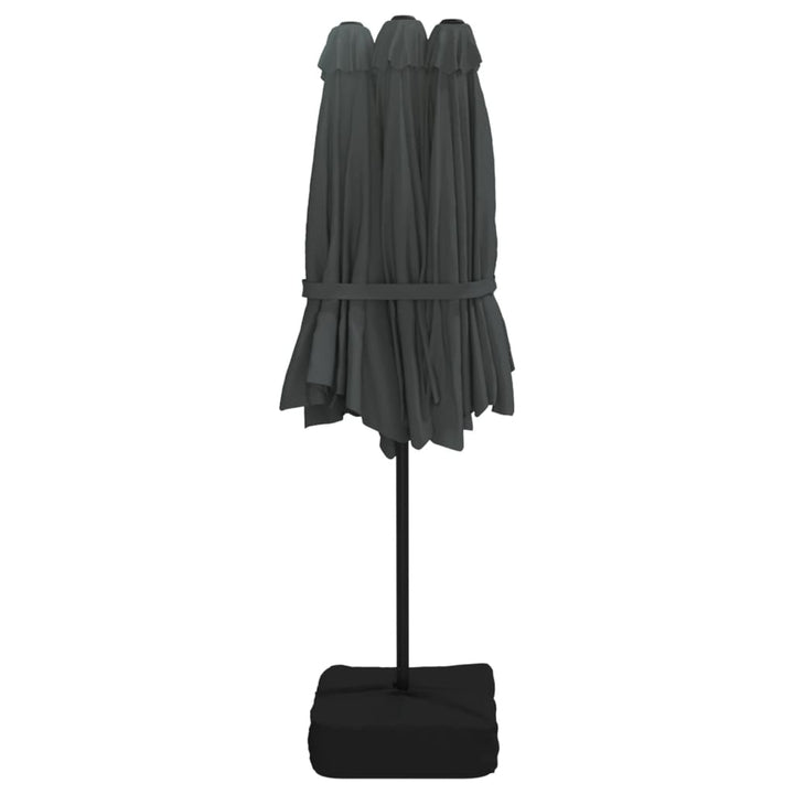 parasol m. dobbelt parasoldug 449x265 cm antracitgrå