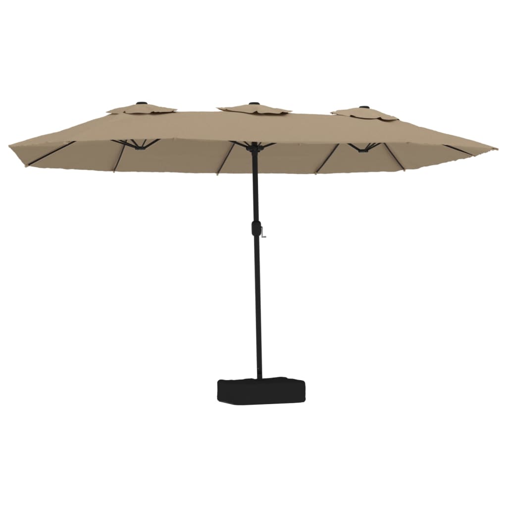 parasol m. dobbelt parasoldug 449x265 cm gråbrun