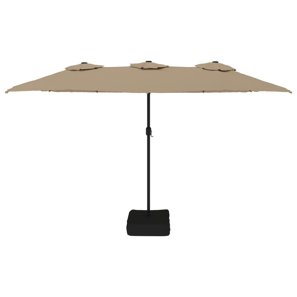 parasol m. dobbelt parasoldug 449x265 cm gråbrun