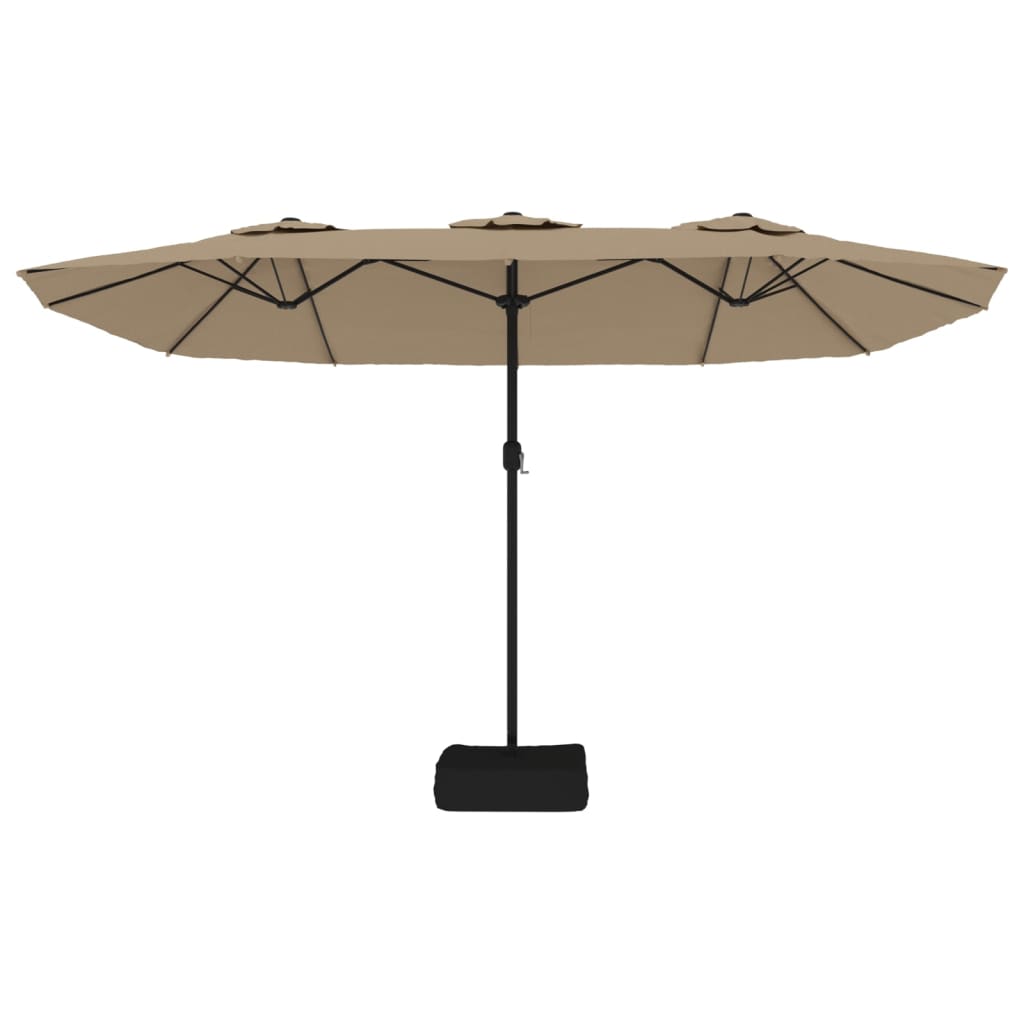 parasol m. dobbelt parasoldug 449x265 cm gråbrun