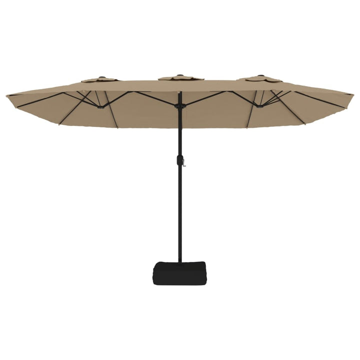parasol m. dobbelt parasoldug 449x265 cm gråbrun