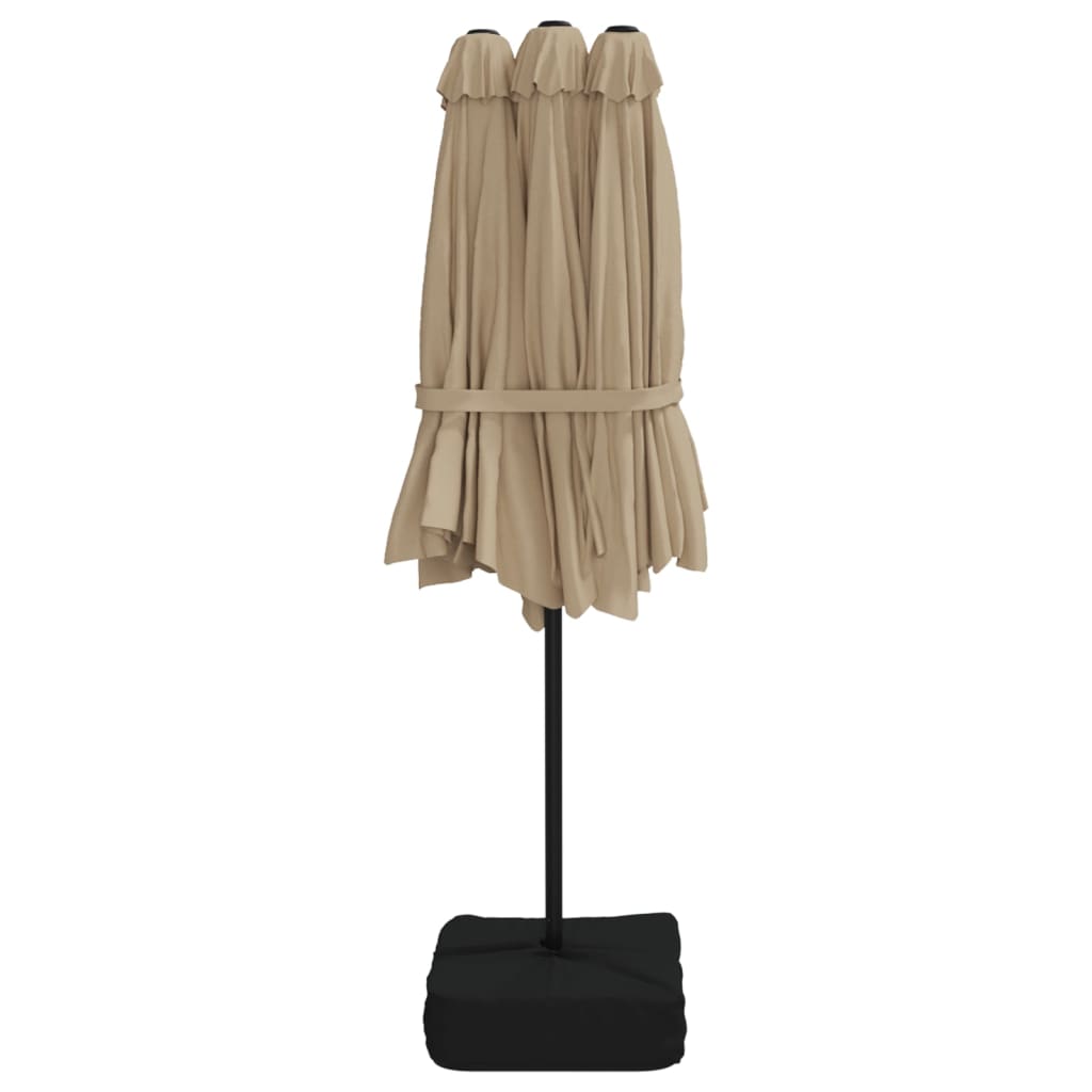 parasol m. dobbelt parasoldug 449x265 cm gråbrun
