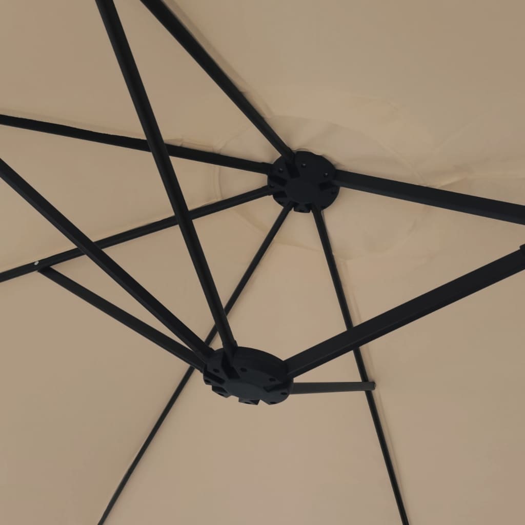 parasol m. dobbelt parasoldug 449x265 cm gråbrun