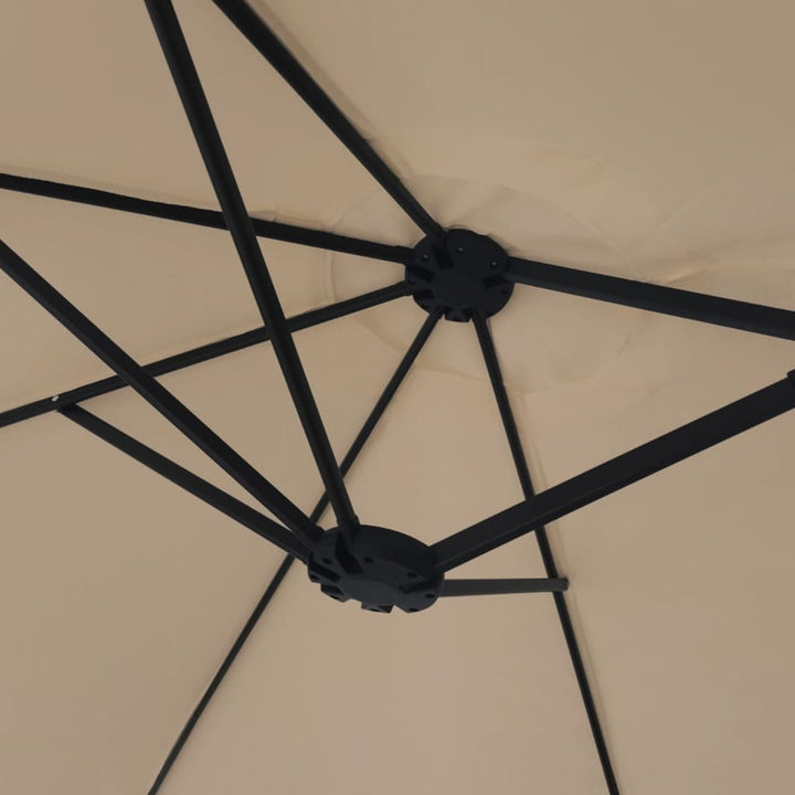 parasol m. dobbelt parasoldug 449x265 cm gråbrun
