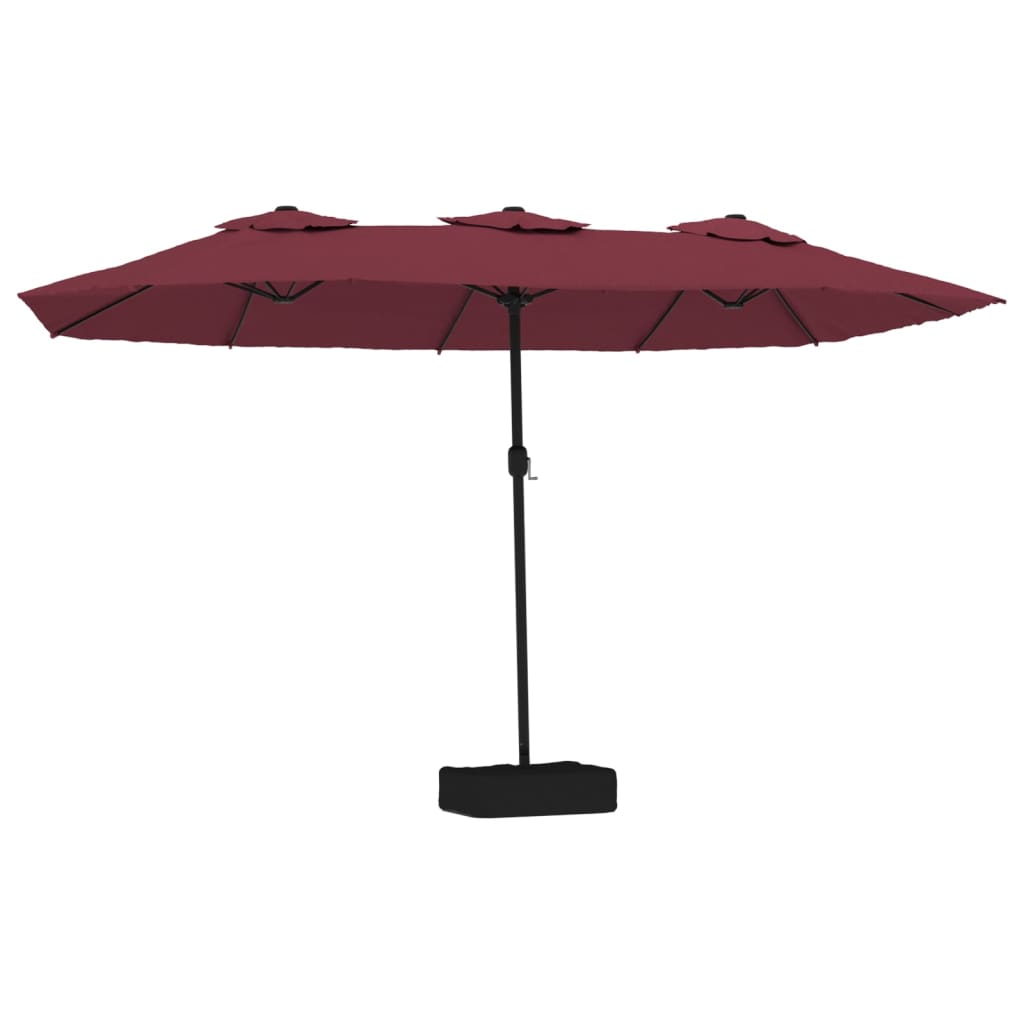 parasol m. dobbelt parasoldug 449x265 cm bordeauxrød
