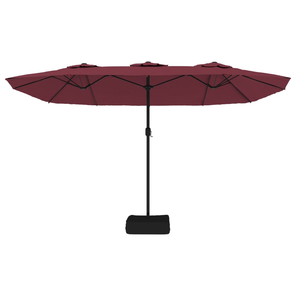 parasol m. dobbelt parasoldug 449x265 cm bordeauxrød