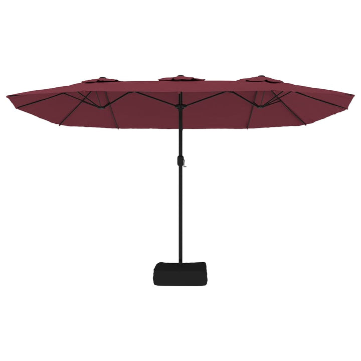 parasol m. dobbelt parasoldug 449x265 cm bordeauxrød