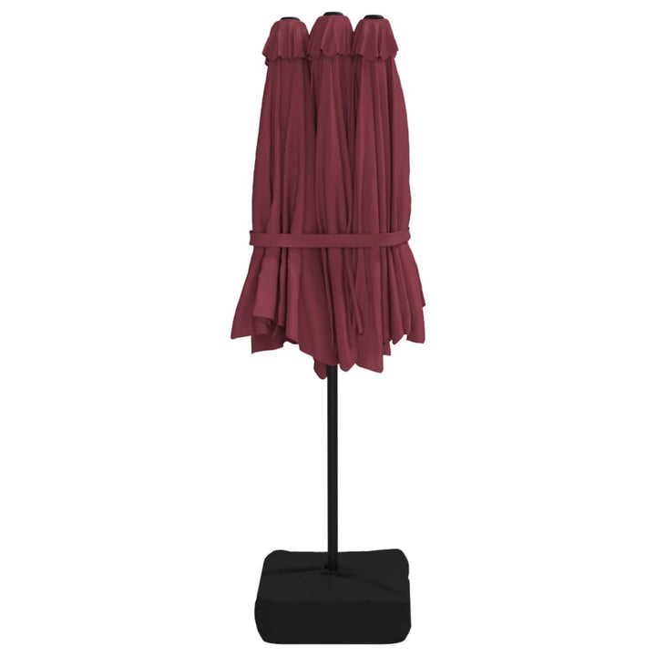 parasol m. dobbelt parasoldug 449x265 cm bordeauxrød