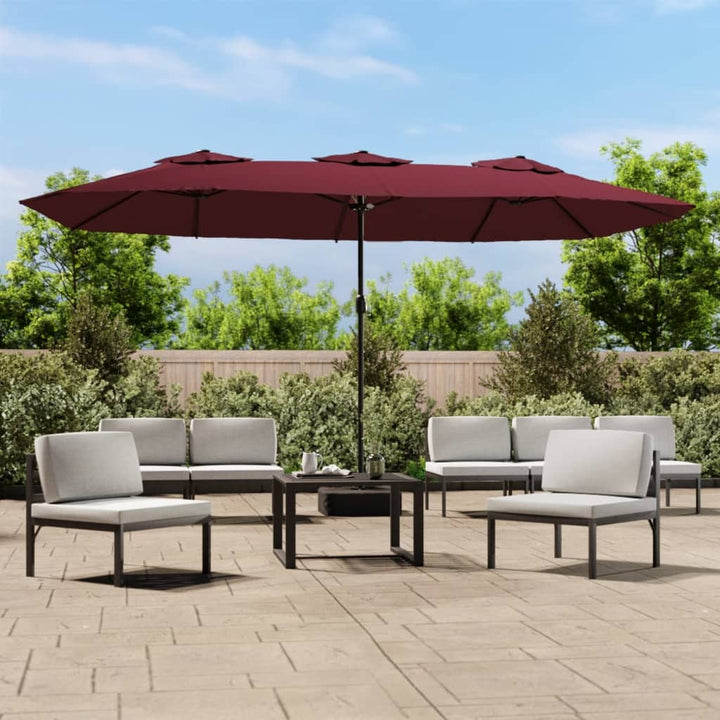 parasol m. dobbelt parasoldug 449x265 cm bordeauxrød
