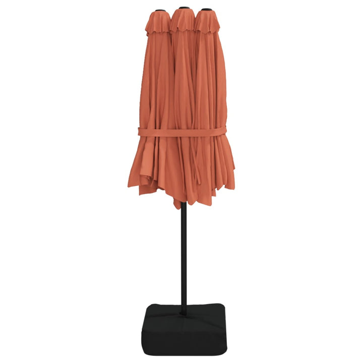 parasol m. dobbelt parasoldug 449x265 cm terrakotta