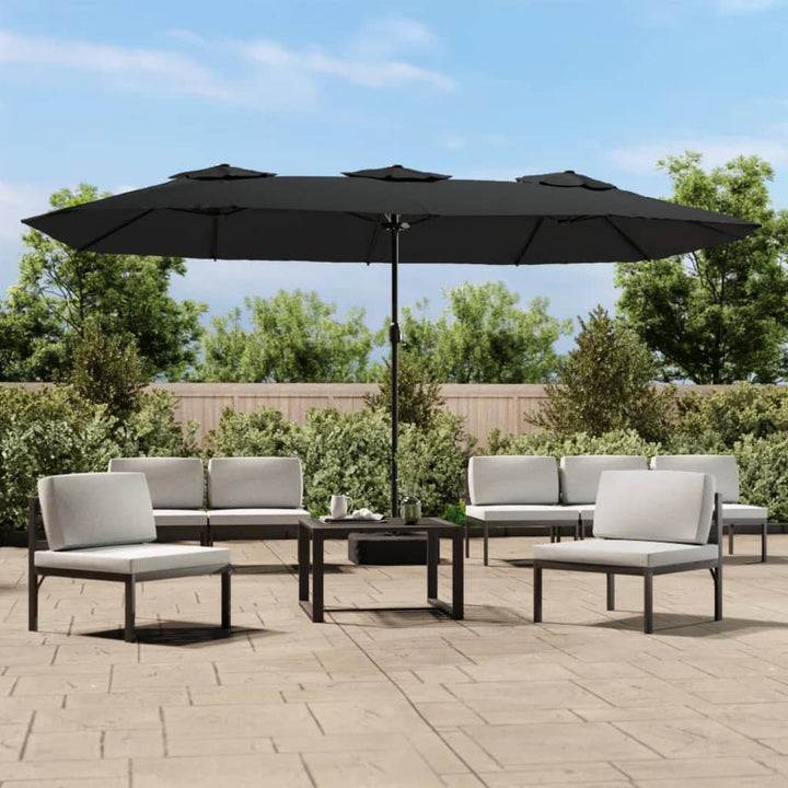 parasol m. dobbelt parasoldug 449x265 cm sort