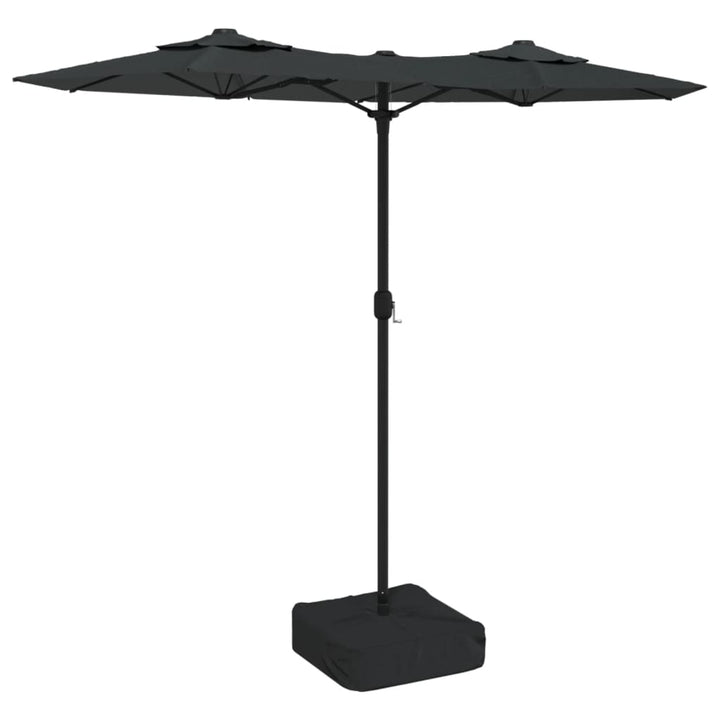 parasol m. dobbelt parasoldug 316x145 cm antracitgrå