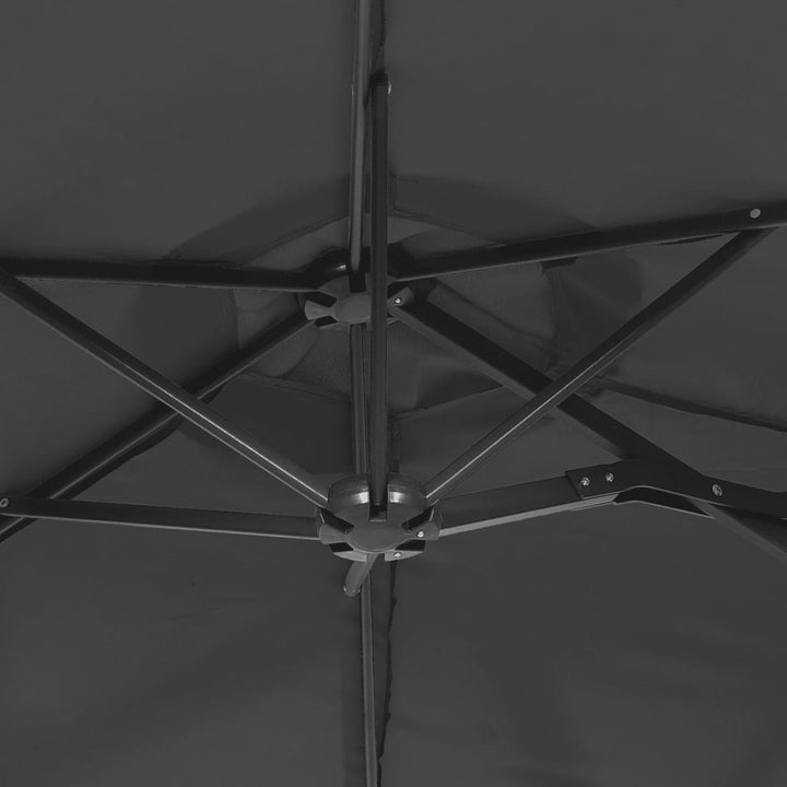 parasol m. dobbelt parasoldug 316x145 cm antracitgrå