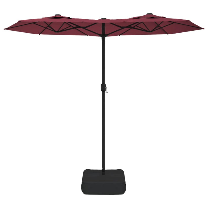 parasol m. dobbelt parasoldug 316x145 cm bordeauxrød