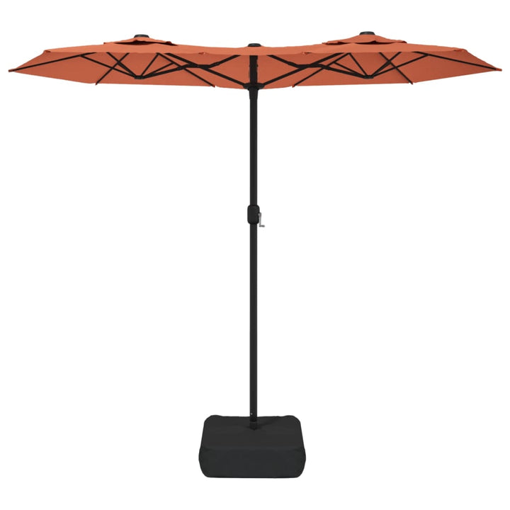 parasol m. dobbelt parasoldug 316x145 cm terrakotta