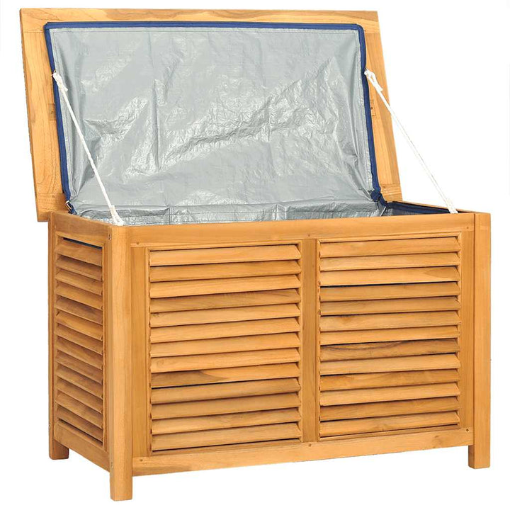 opbevaringsboks til haven med pose 90x50x58 cm massivt teaktræ