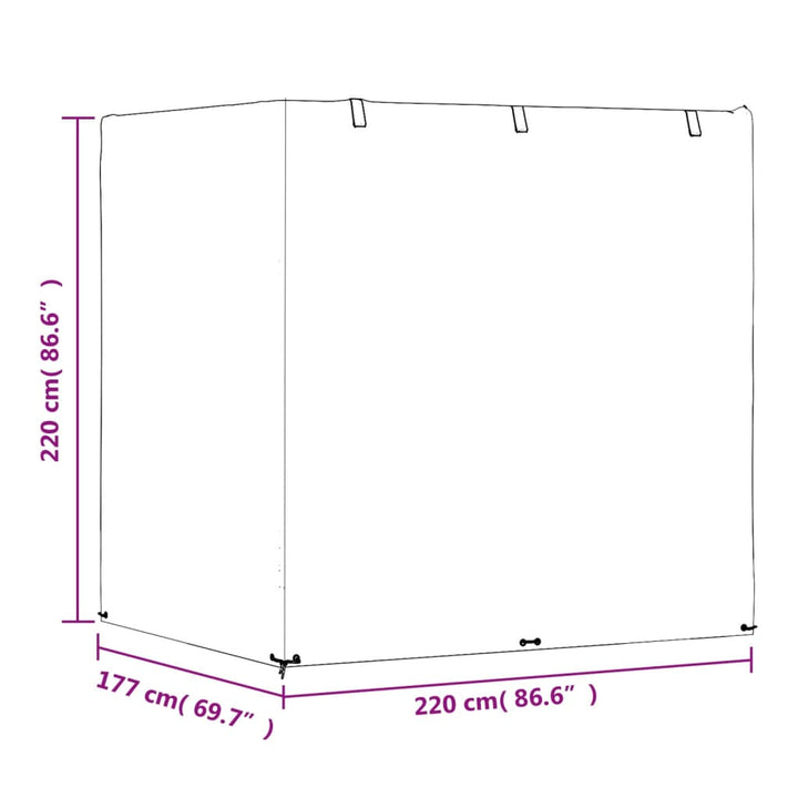 overtræk til gyngebænk 220x177x220 cm 12 øjer polyethylen