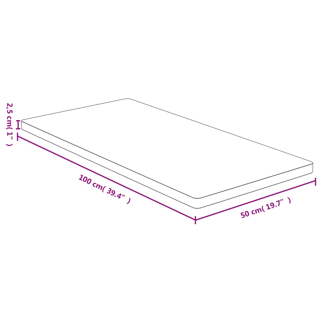 bordplade 50x100x2,5 cm bambus