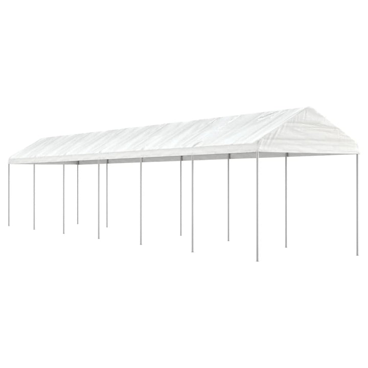 pavillon med tag 13,38x2,28x2,69 m polyethylen hvid