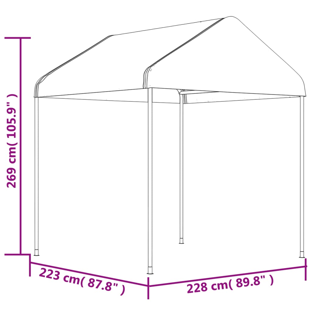 pavillon med tag 20,07x2,28x2,69 m polyethylen hvid