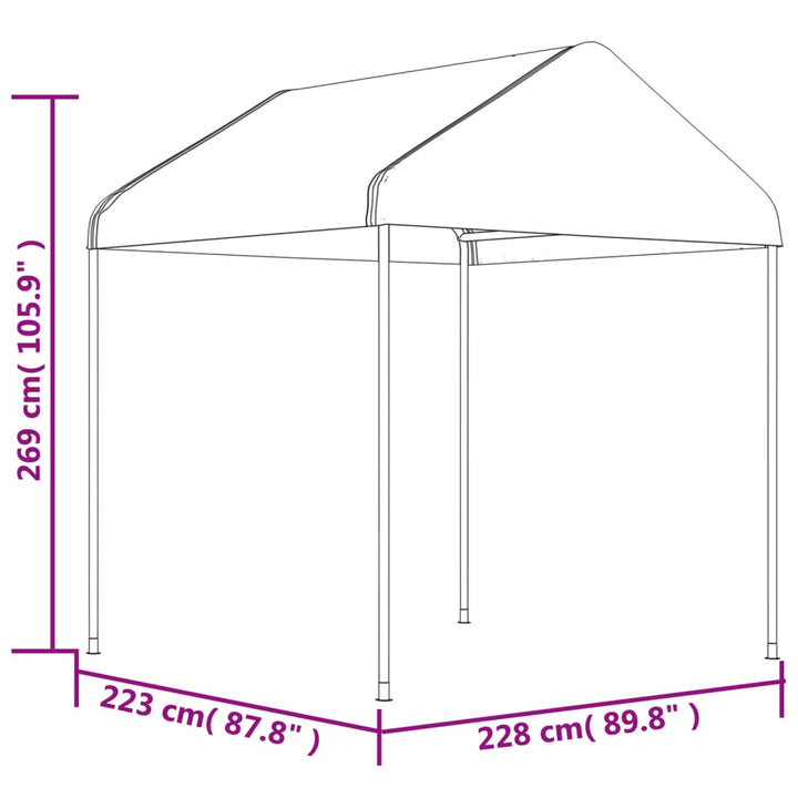 pavillon med tag 20,07x2,28x2,69 m polyethylen hvid