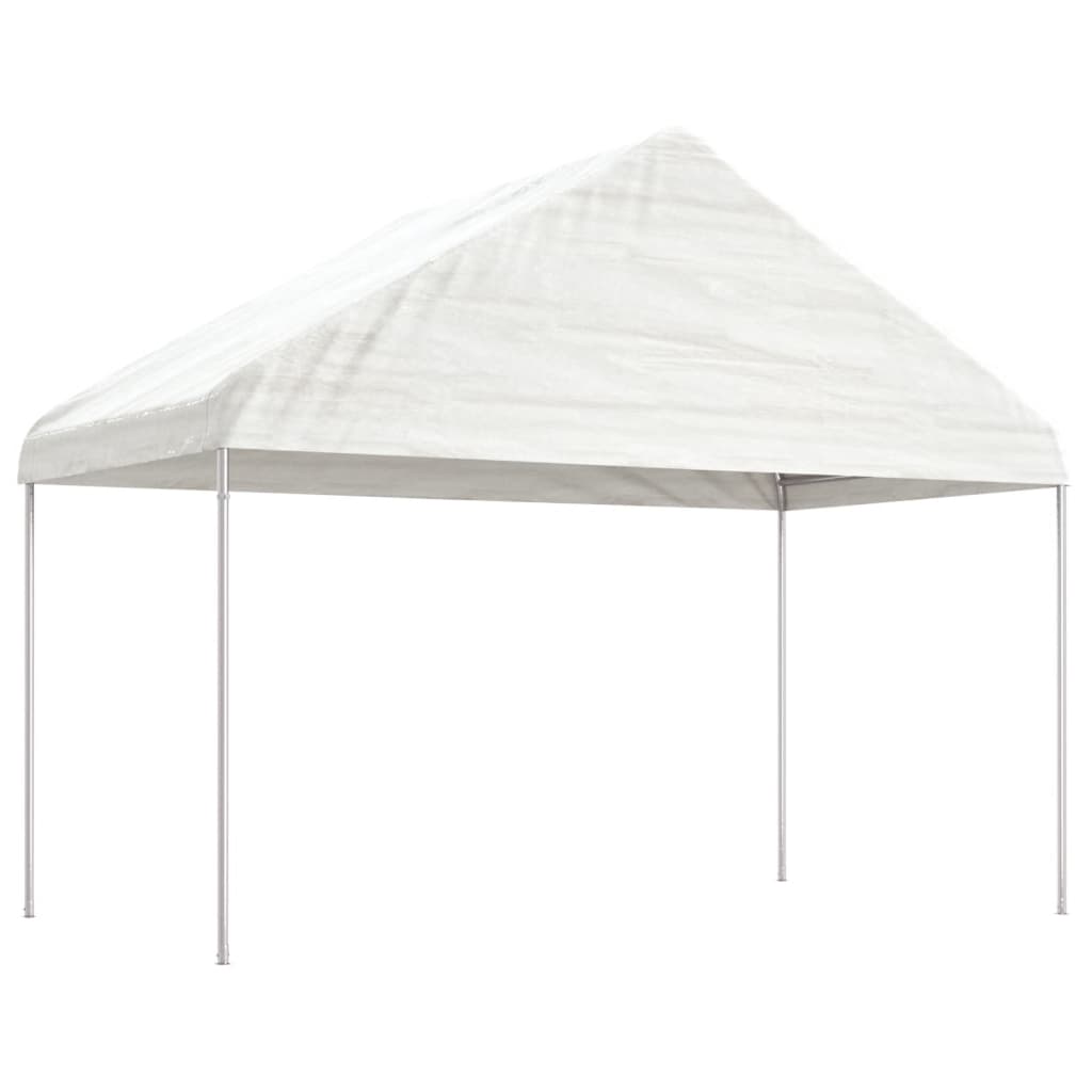 pavillon med tag 13,38x4,08x3,22 m polyethylen hvid
