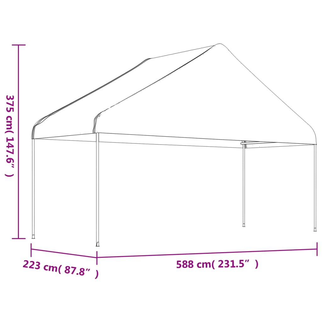 pavillon med tag 20,07x5,88x3,75 m polyethylen hvid