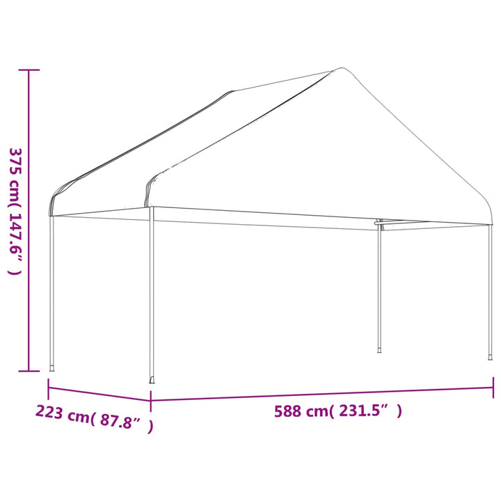 pavillon med tag 20,07x5,88x3,75 m polyethylen hvid