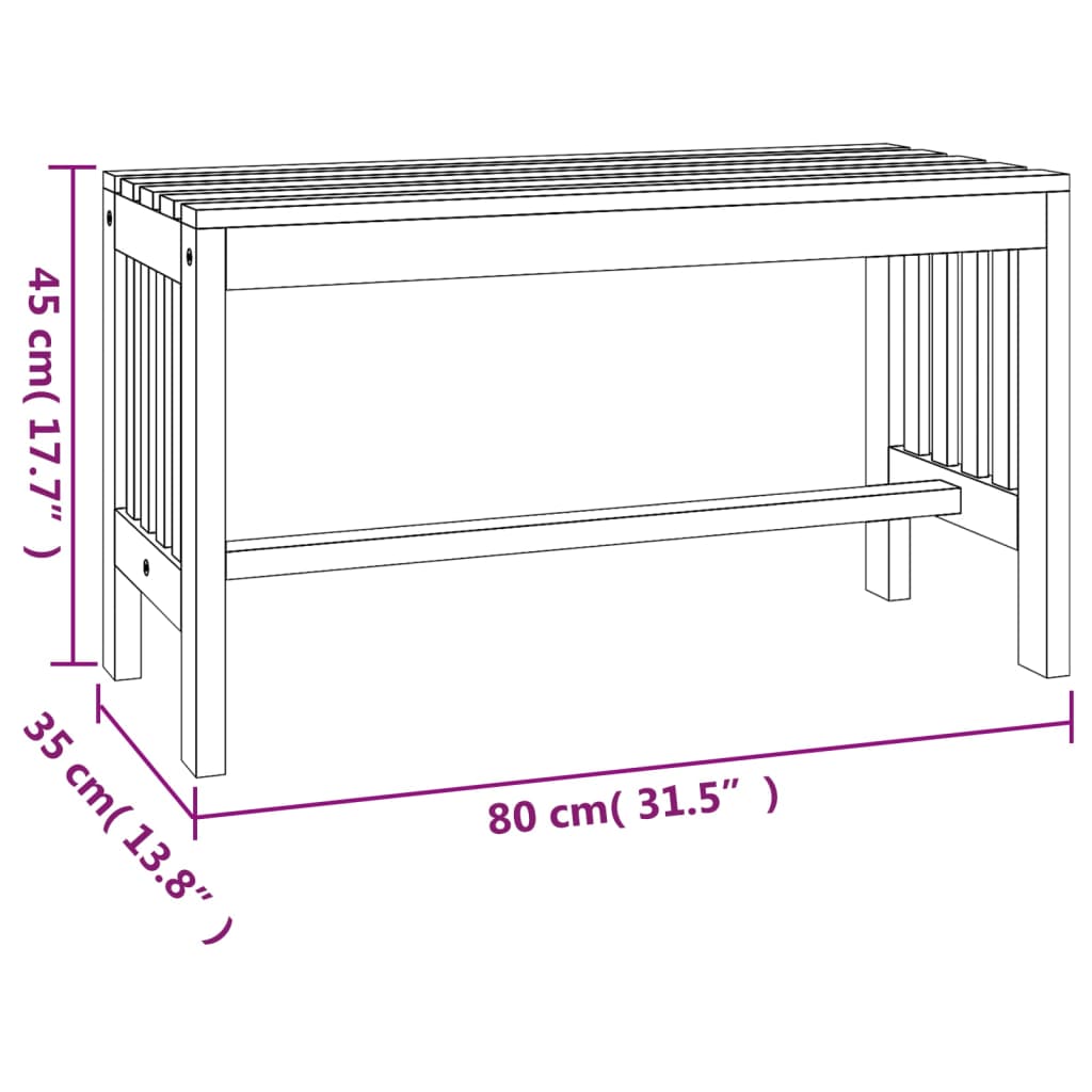 havebænk 80 cm massivt eukalyptustræ