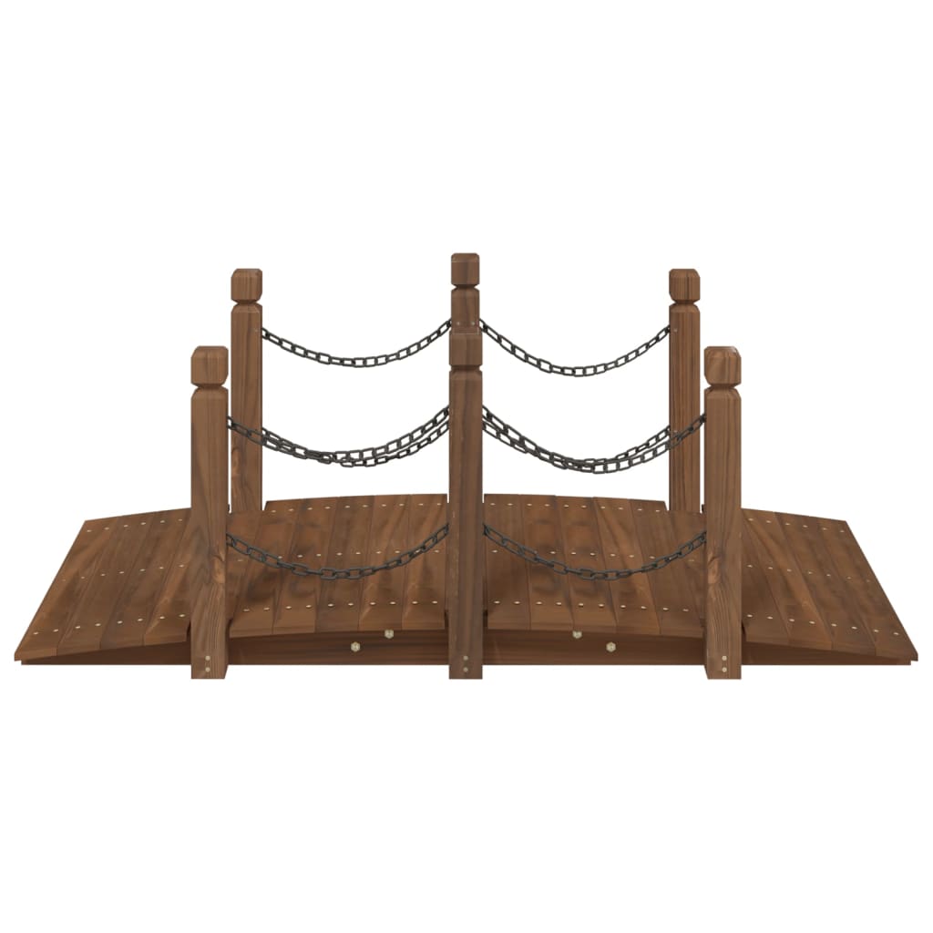havebro med kædegelænder 150x67x56 cm massivt grantræ