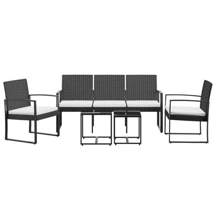 spisebordssæt til haven 5 dele med hynder polyrattan sort