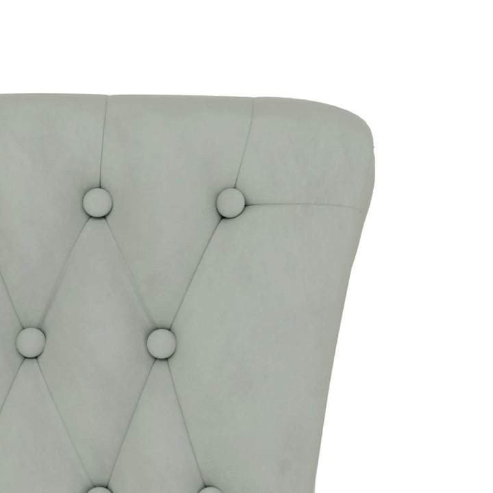 stol med høj ryg knapdesign velour lysegrå