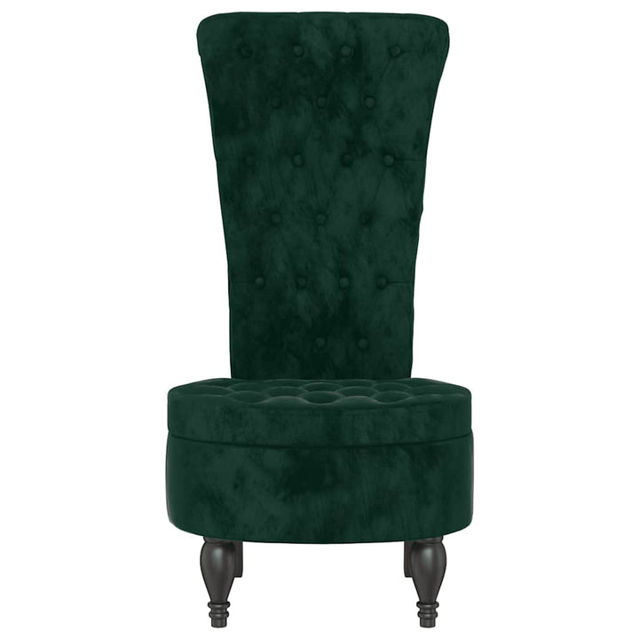 stol med høj ryg knapdesign velour mørkegrøn