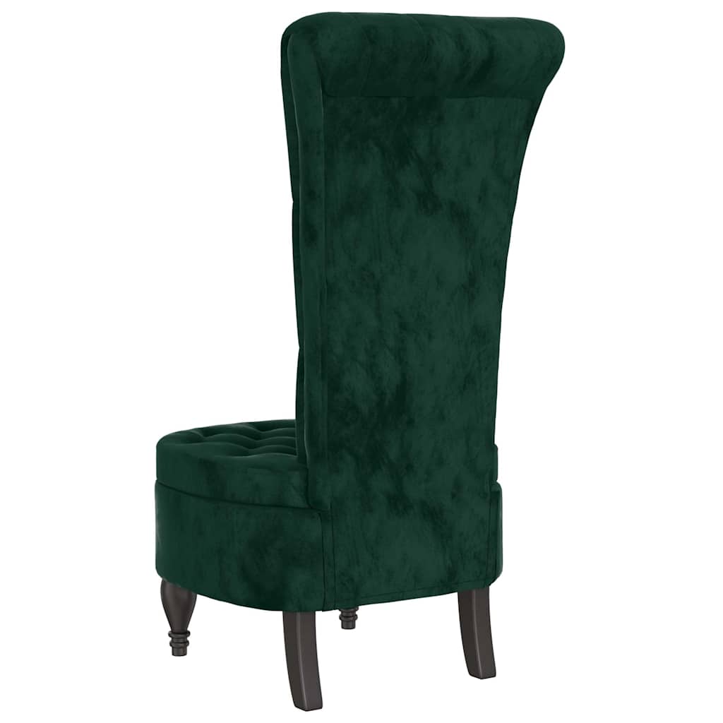 stol med høj ryg knapdesign velour mørkegrøn