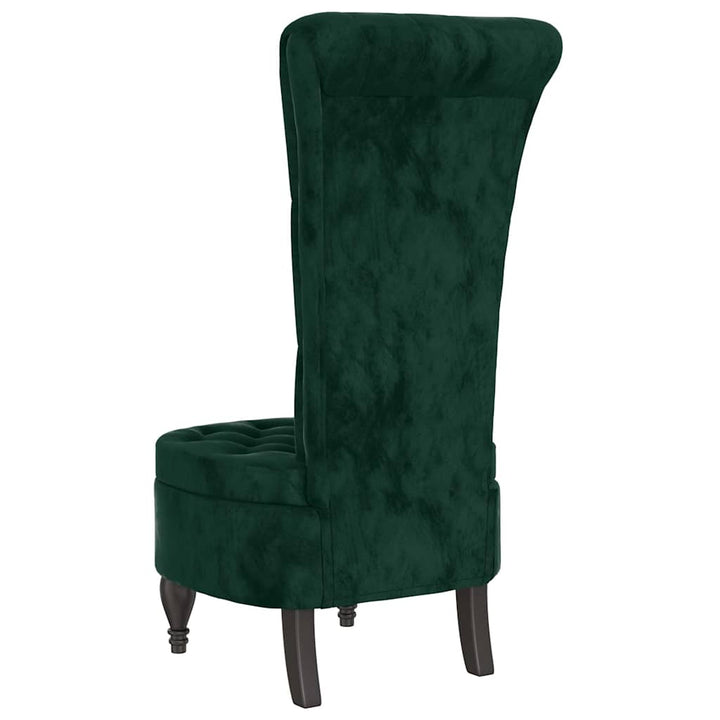 stol med høj ryg knapdesign velour mørkegrøn