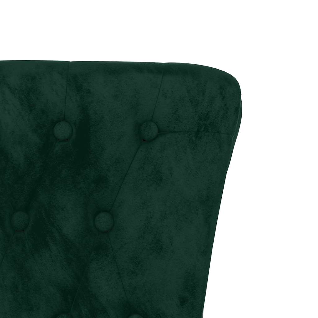 stol med høj ryg knapdesign velour mørkegrøn