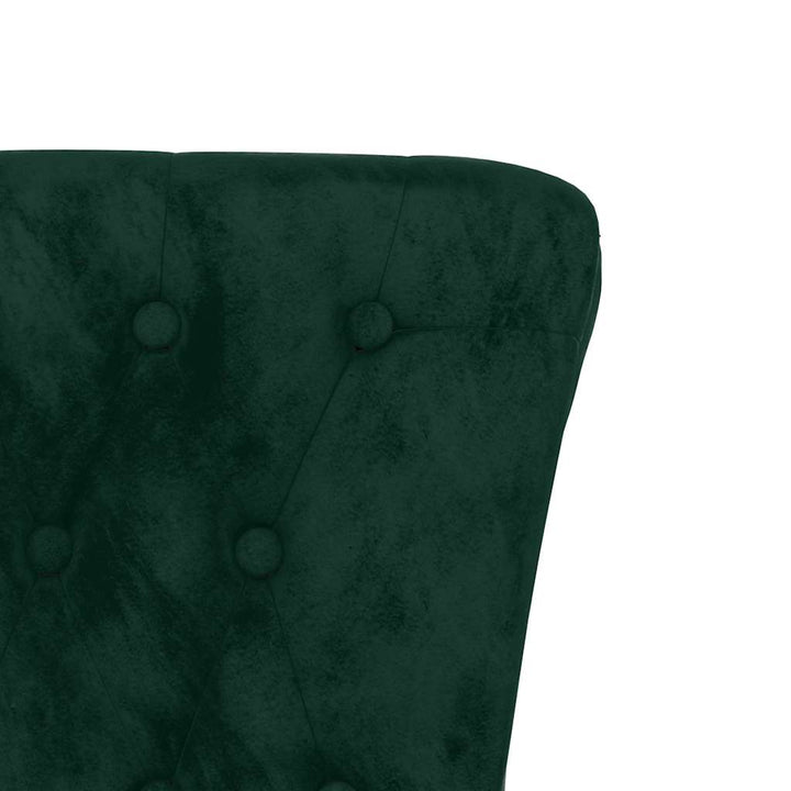 stol med høj ryg knapdesign velour mørkegrøn