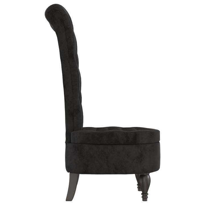 stol med høj ryg knapdesign velour sort