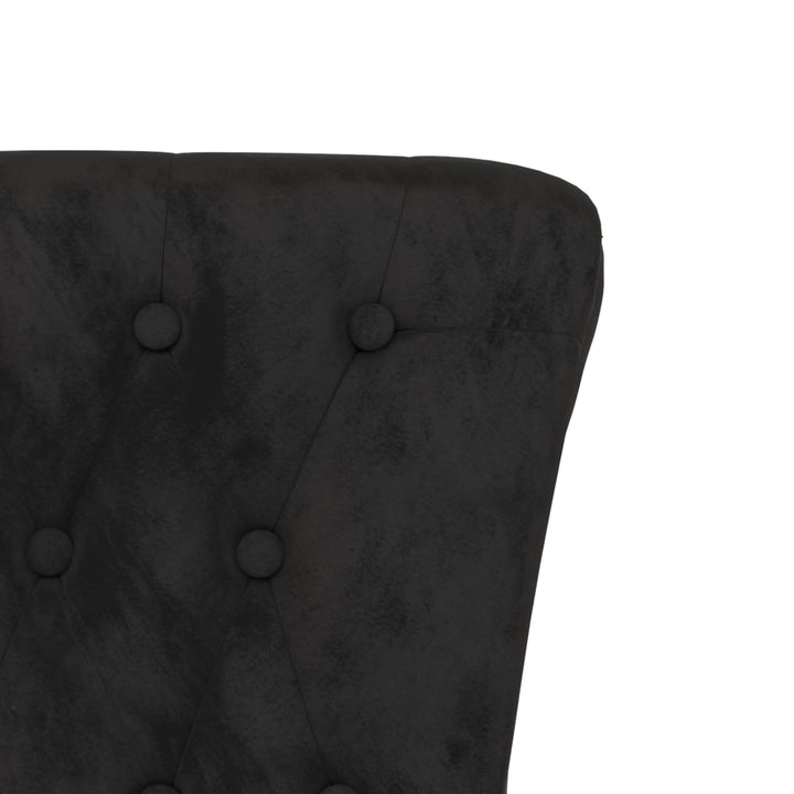stol med høj ryg knapdesign velour sort