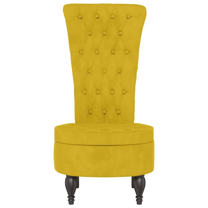 stol med høj ryg knapdesign velour gul