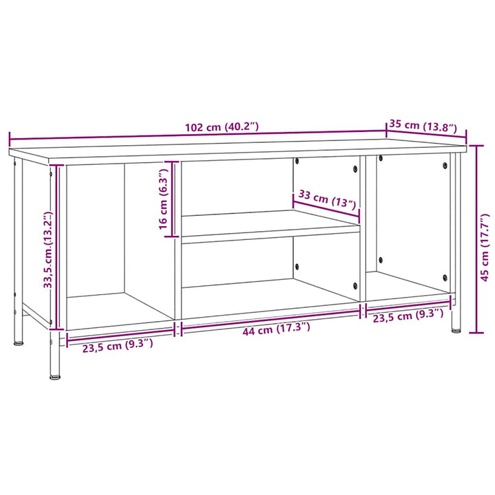 tv-bord 102x35x45 cm konstrueret træ sort