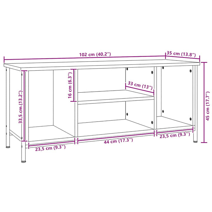 tv-bord 102x35x45 cm konstrueret træ sonoma-eg