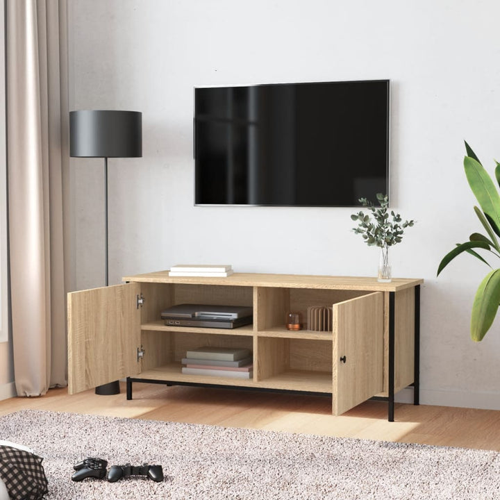 tv-bord med låger 102x35x45 cm konstrueret træ sonoma-eg