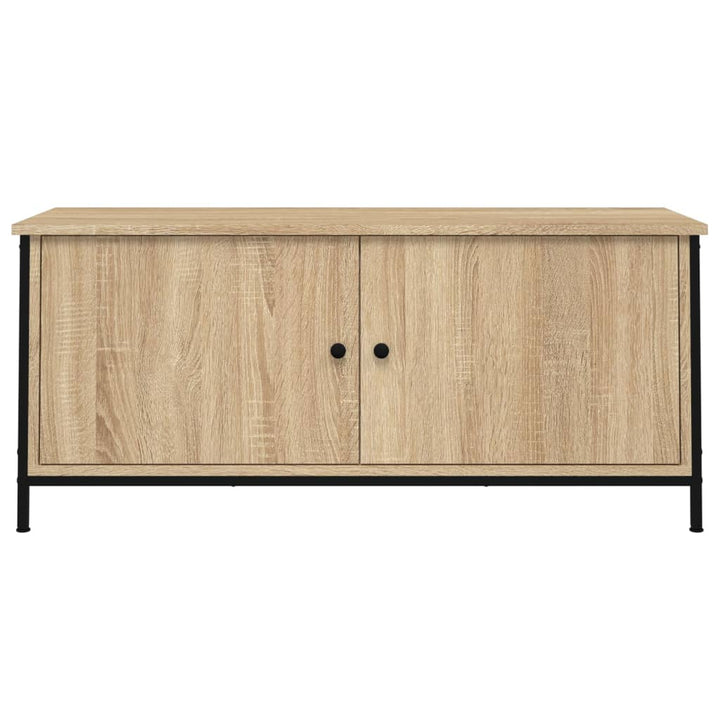 tv-bord med låger 102x35x45 cm konstrueret træ sonoma-eg