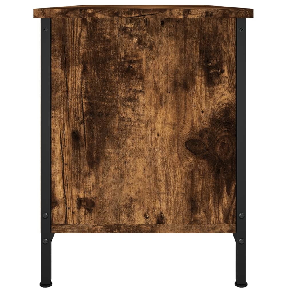 tv-bord med låger 102x35x45 cm konstrueret træ røget egetræ