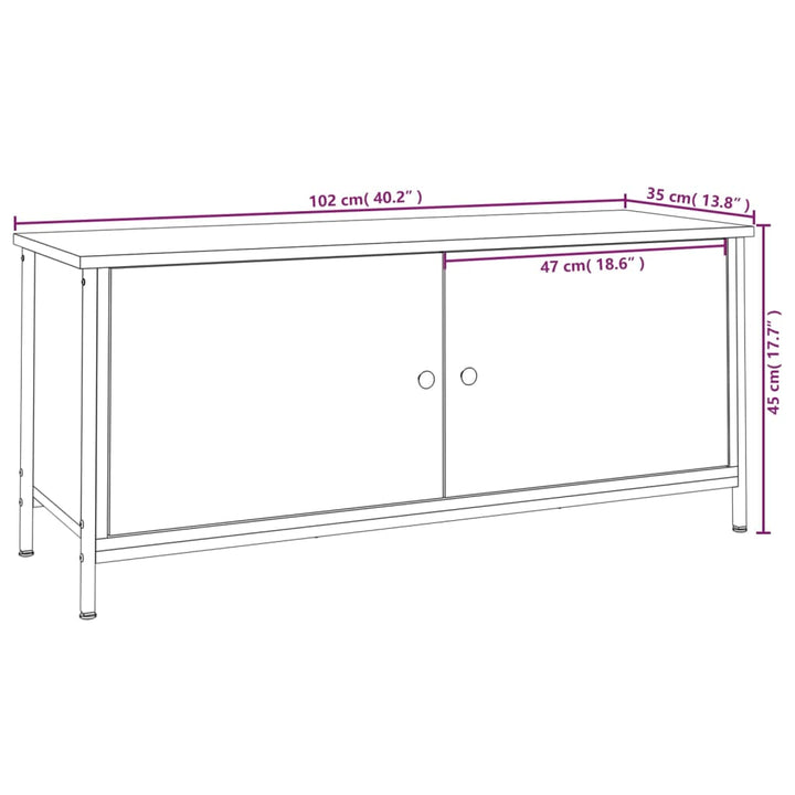tv-bord med låger 102x35x45 cm konstrueret træ røget egetræ